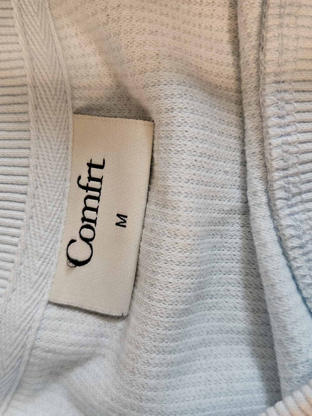 COMFRT light Blue Waffle Knit Short Sleeve Tee Size Medium - Picture 3 of 6